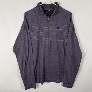 Travis Mathew Golf 1/4 Zip Pullover Mens Size Large Purple Heathered Striped